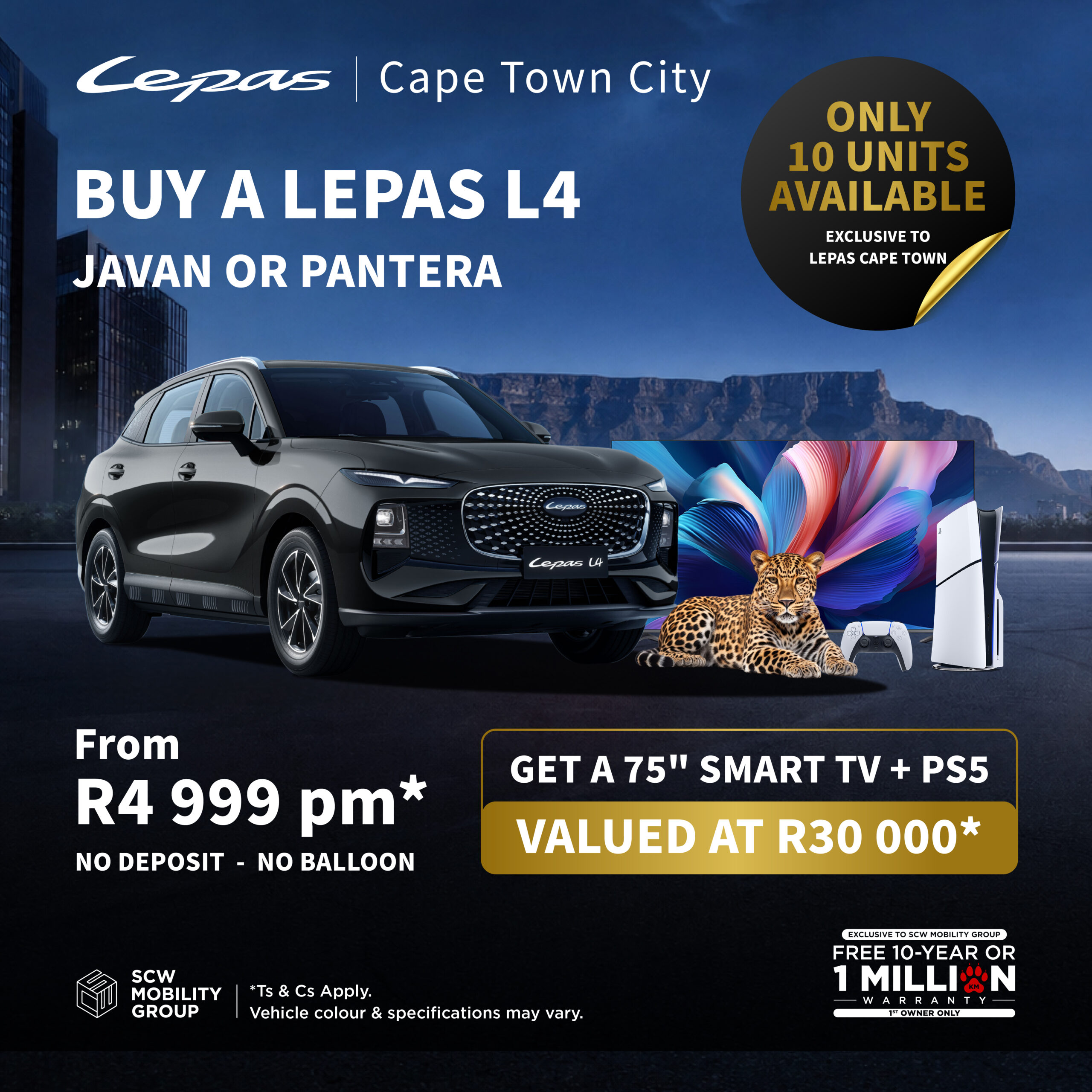 Lepas L4 Javan or Pantera from R4 999pm*